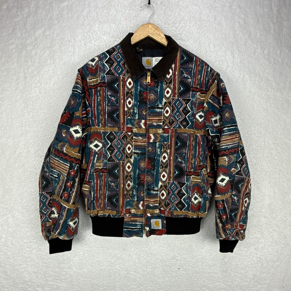 Vintage Carhartt Southwest‎ Jacket Quilt Lined Mens Medium JQ2472 Aztec Rare